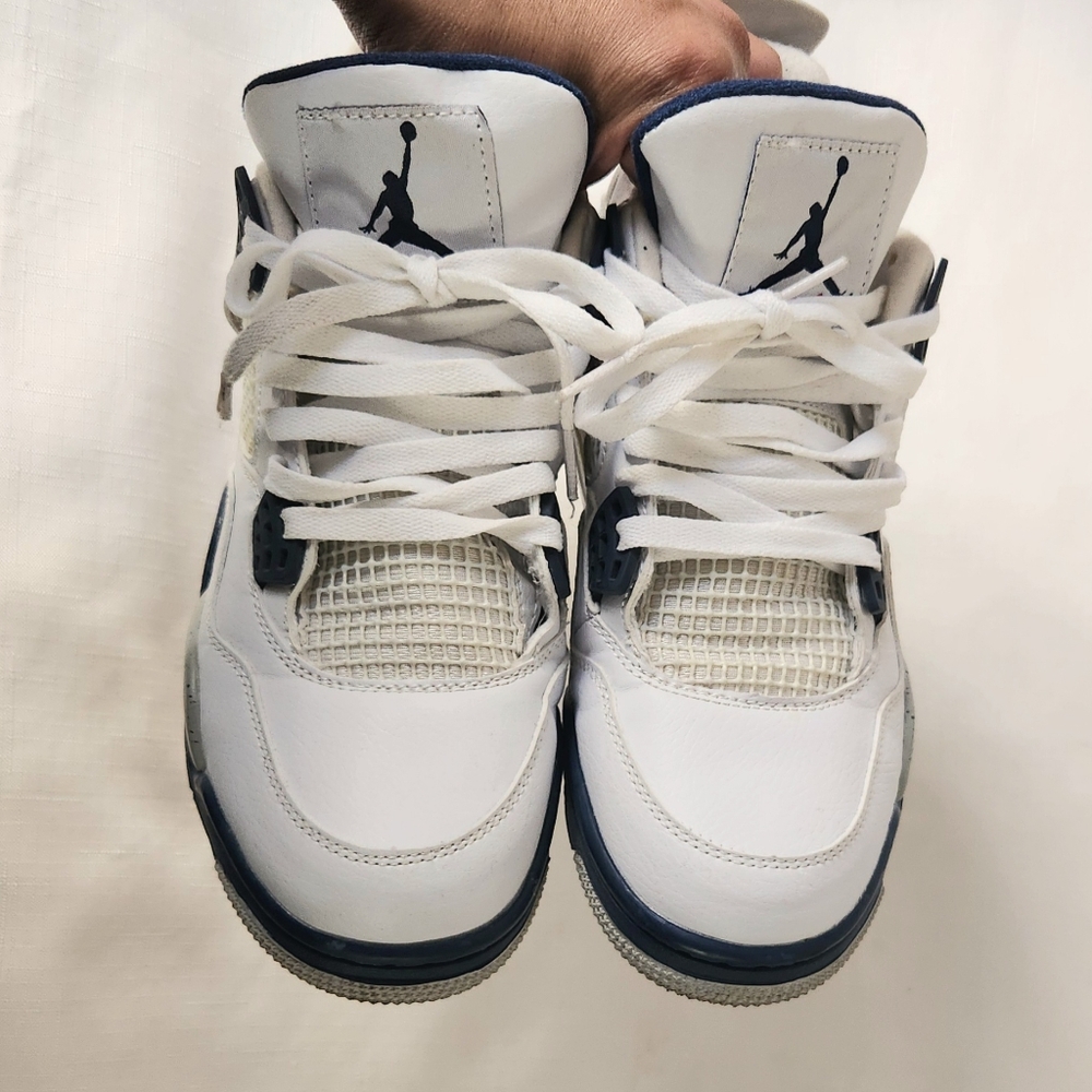 Nike Air Jordan 4 Retro Size 8 White Midnight Navy Grey DH6927-140 Men’s Rare - Picture 6 of 12